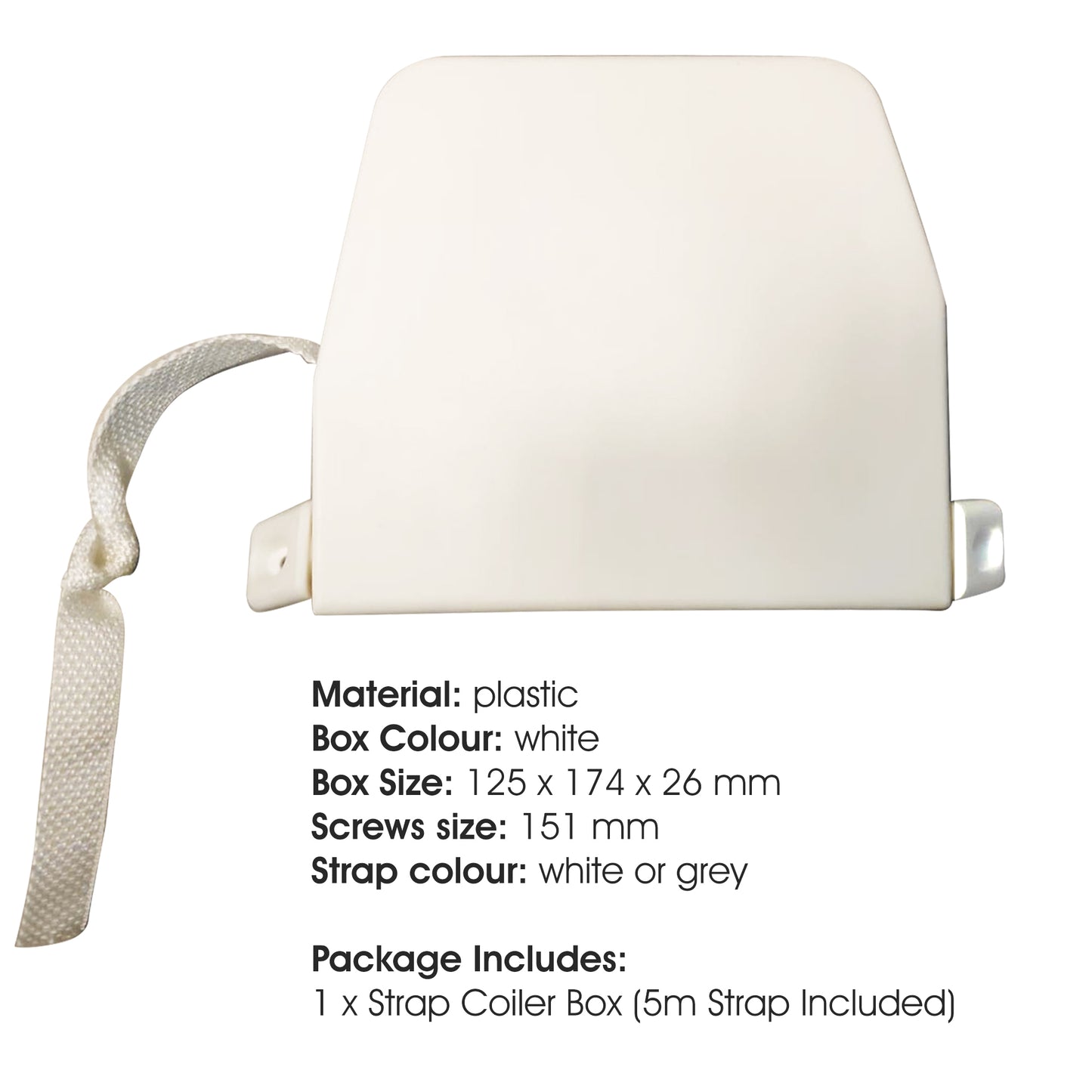 PALMAT rouleau de sangle de volet enrouleur de traction à la main rouleau de cordon vis sur enrouleur boîtier blanc convient pour 14mm, ruban de 5 mètres