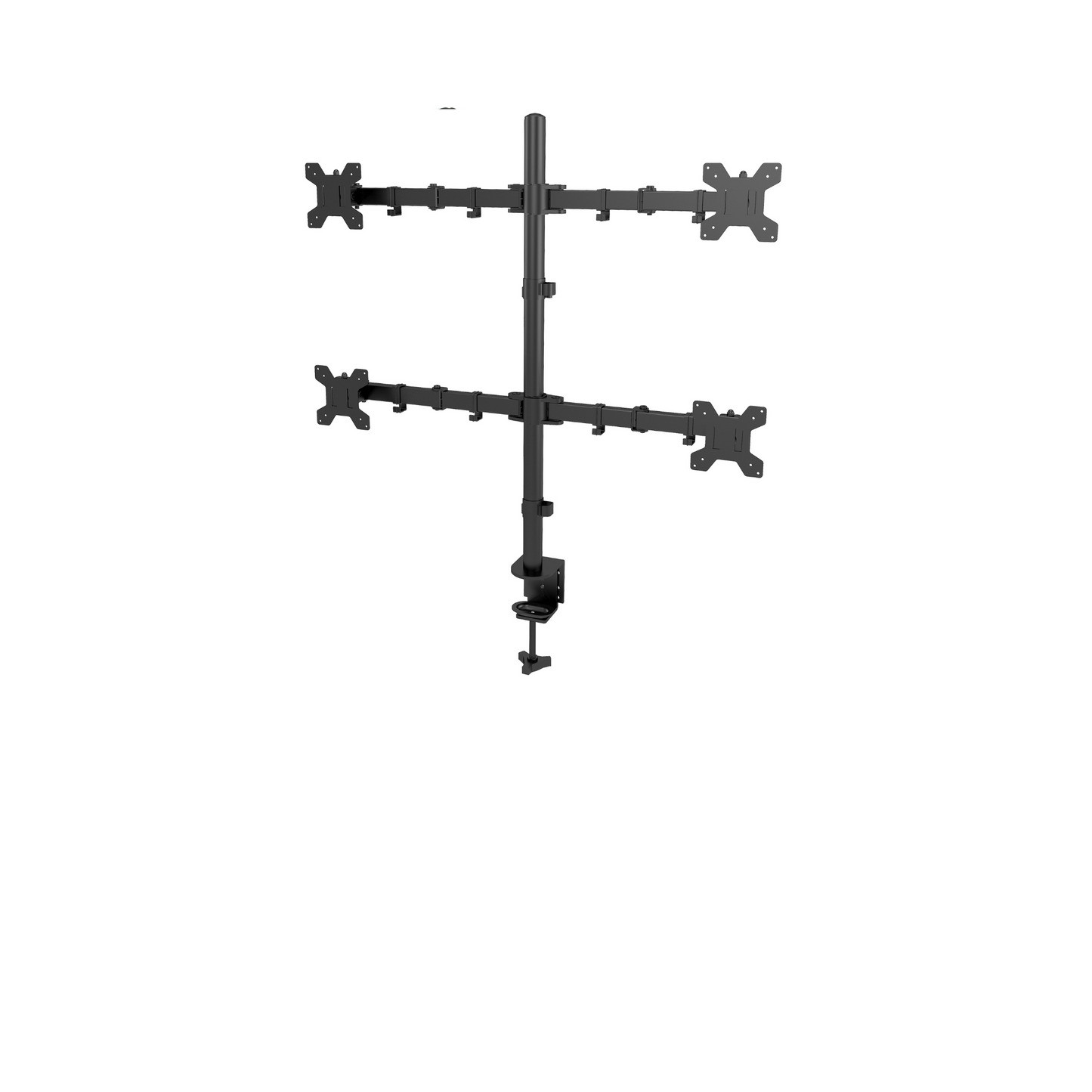 PALMAT - Support d'Ecran à Quatre Bras - Pour Ecrans de 13 à 27", Pince pour Support d'Ecran, Inclinaison, Pivotement et Rotation de 180°, Tige de 80 cm et Pince de Bureau