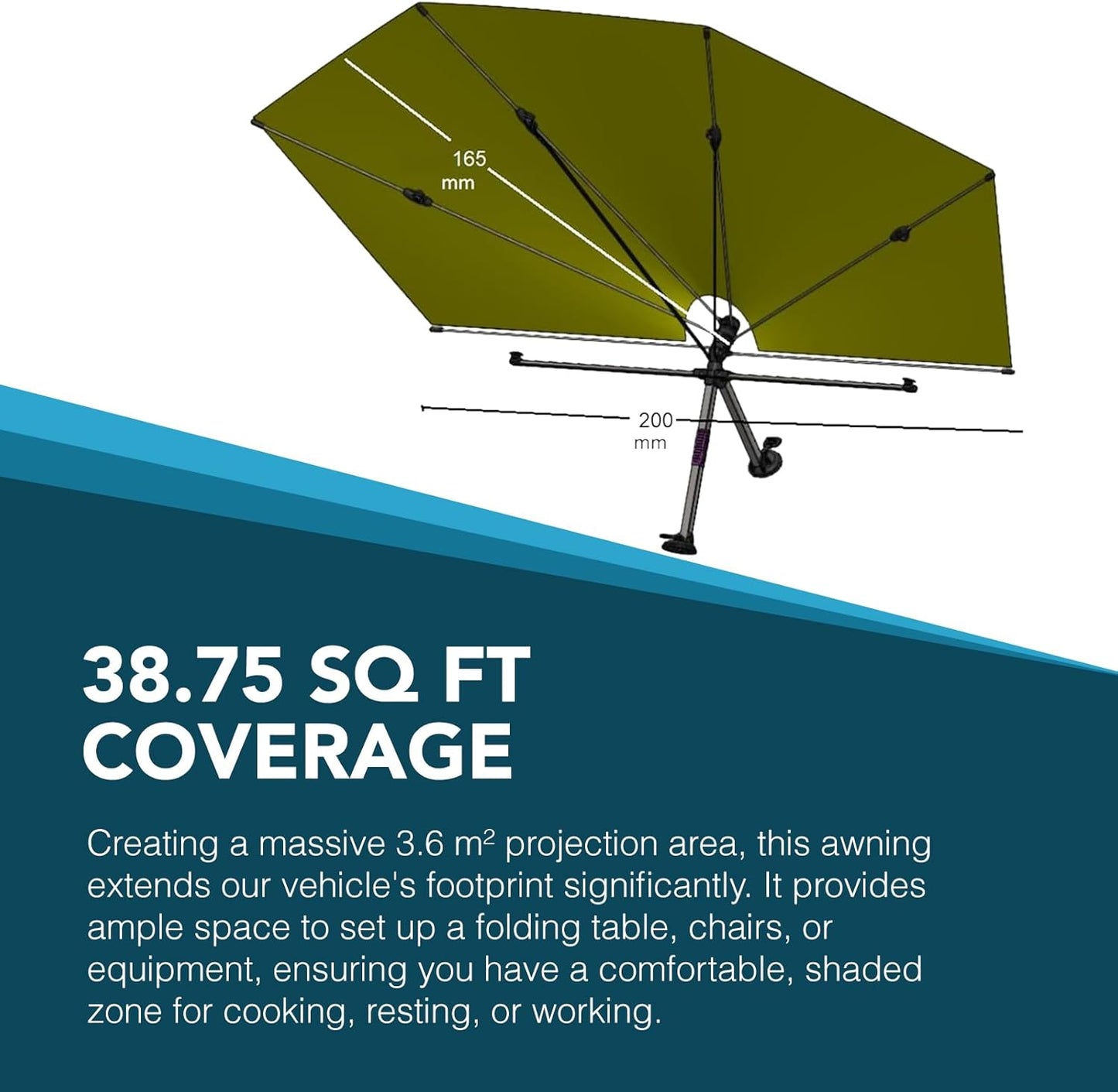 PALMAT Car Awning – Waterproof Sun Shelter & Canopy with Pole – Universal UV Resistant Vehicle Tarp for Camping, Bird Watching, Field Work & Outdoor Activities with Carry Case
