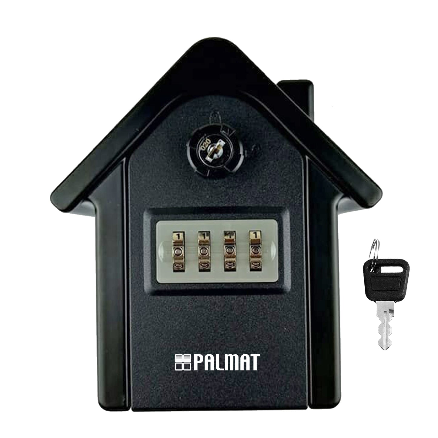 PALMAT House Shaped Secure Combination Key Safe Weatherproof Outdoor Wall Mounted for Security with Medium Sized Internal Storage for House or Office Keys and Strong 4 Digit Lock and Additional Security Key