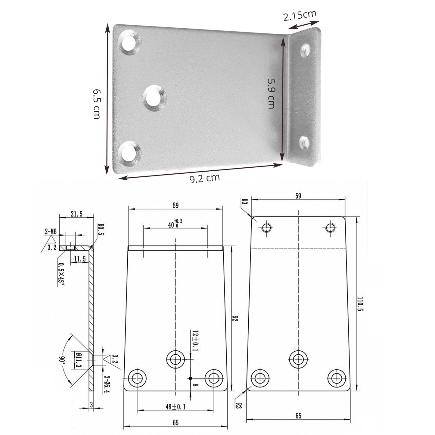 PALMAT Türschließer Montageplatte für parallele Armhalterung Aluminiumoberfläche für parallele Armmontage erforderlich