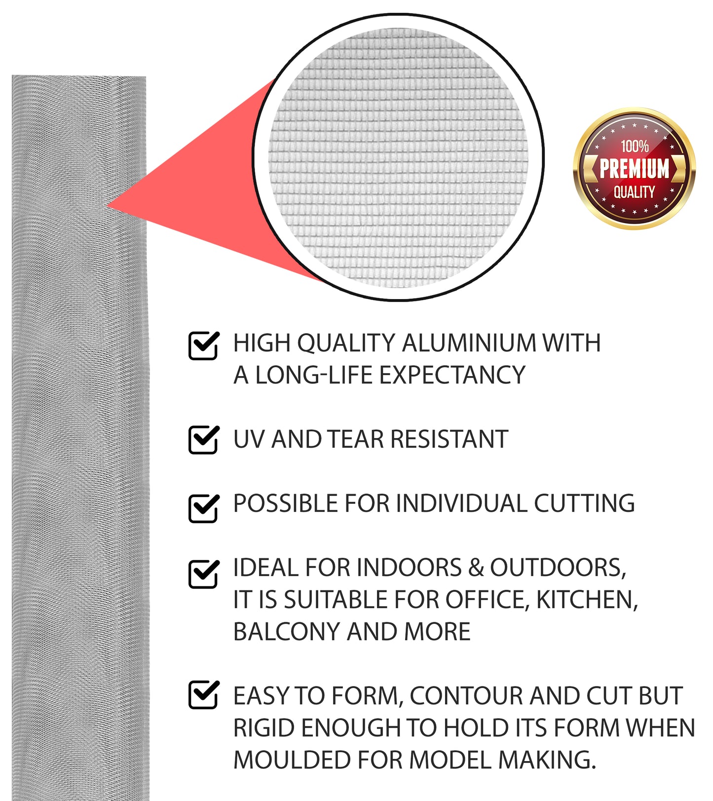 PALMAT Aluminium Insect Fly Screen Door, Keep Out Insects, Mosquitoes, Bugs - for Windows, Doors and Model Making 18 x 14