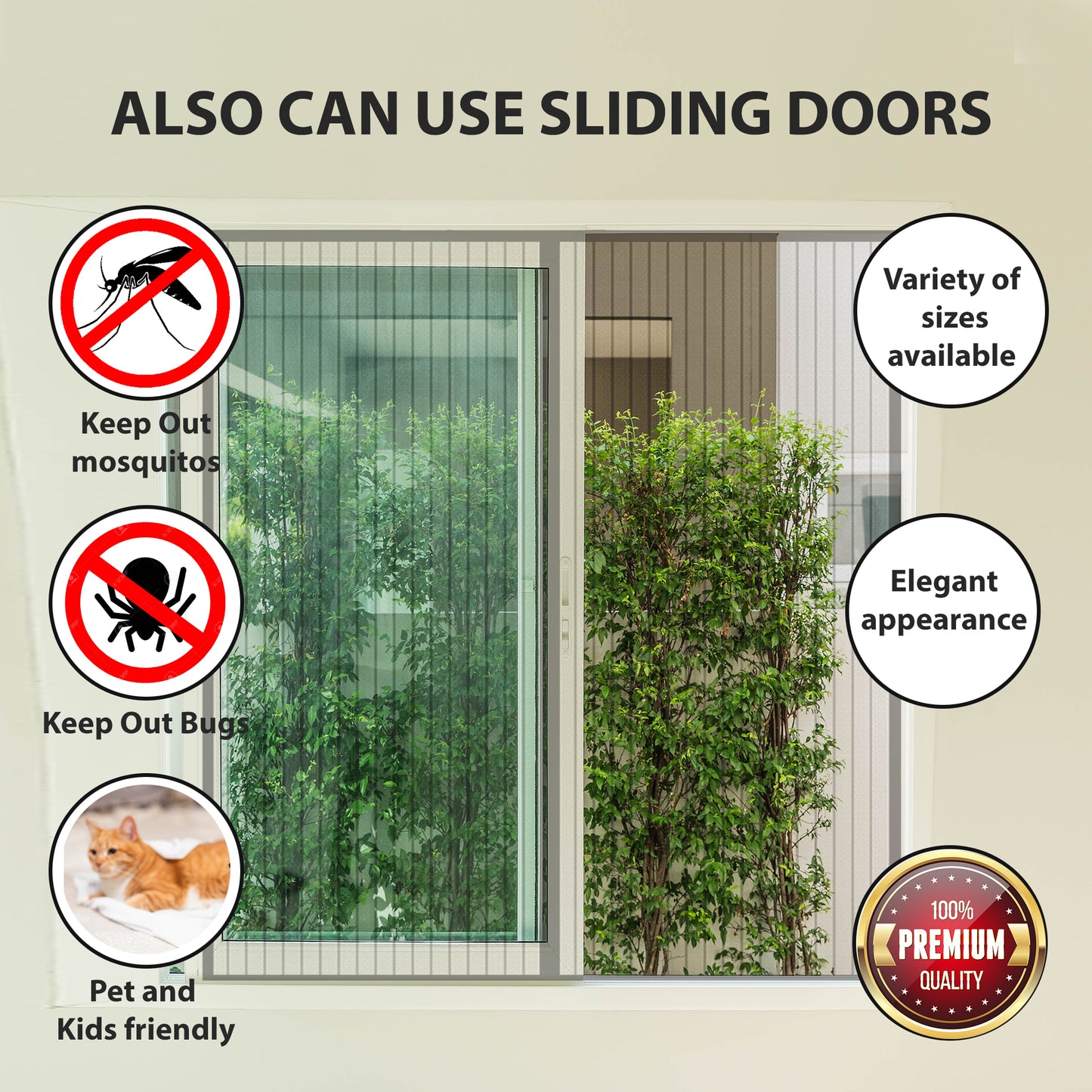 PALMAT Magnetic Screen Door, Keep Out Insects, Mosquitoes, Bugs - For Balcony, Sliding Doors, Indoors & Outdoors - 90X210 cm