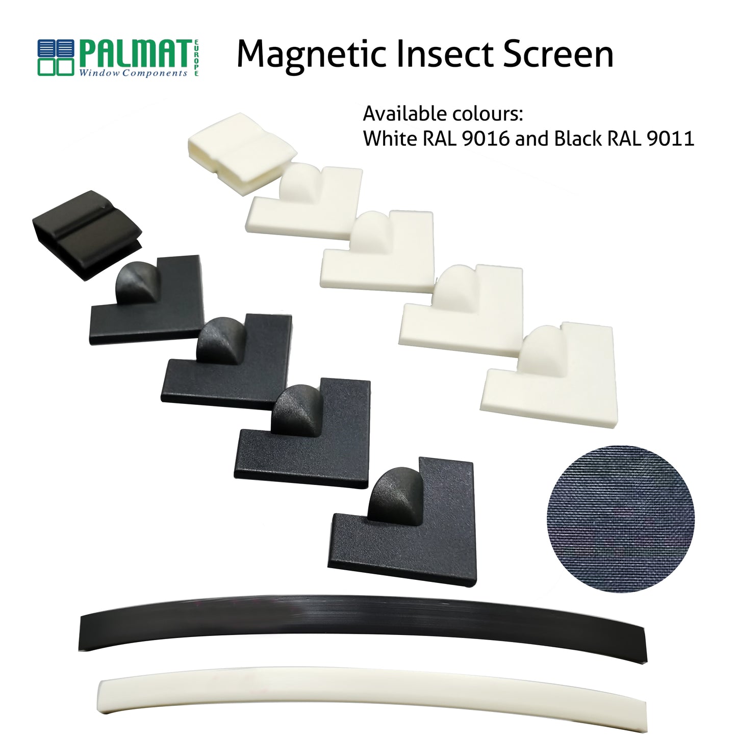 PALMAT Magnetic Insect Screen Adjustable DIY Easy Install Fits Many Size Window with Coloured Frame and Black Net Keeps Flies Mosquitos Out