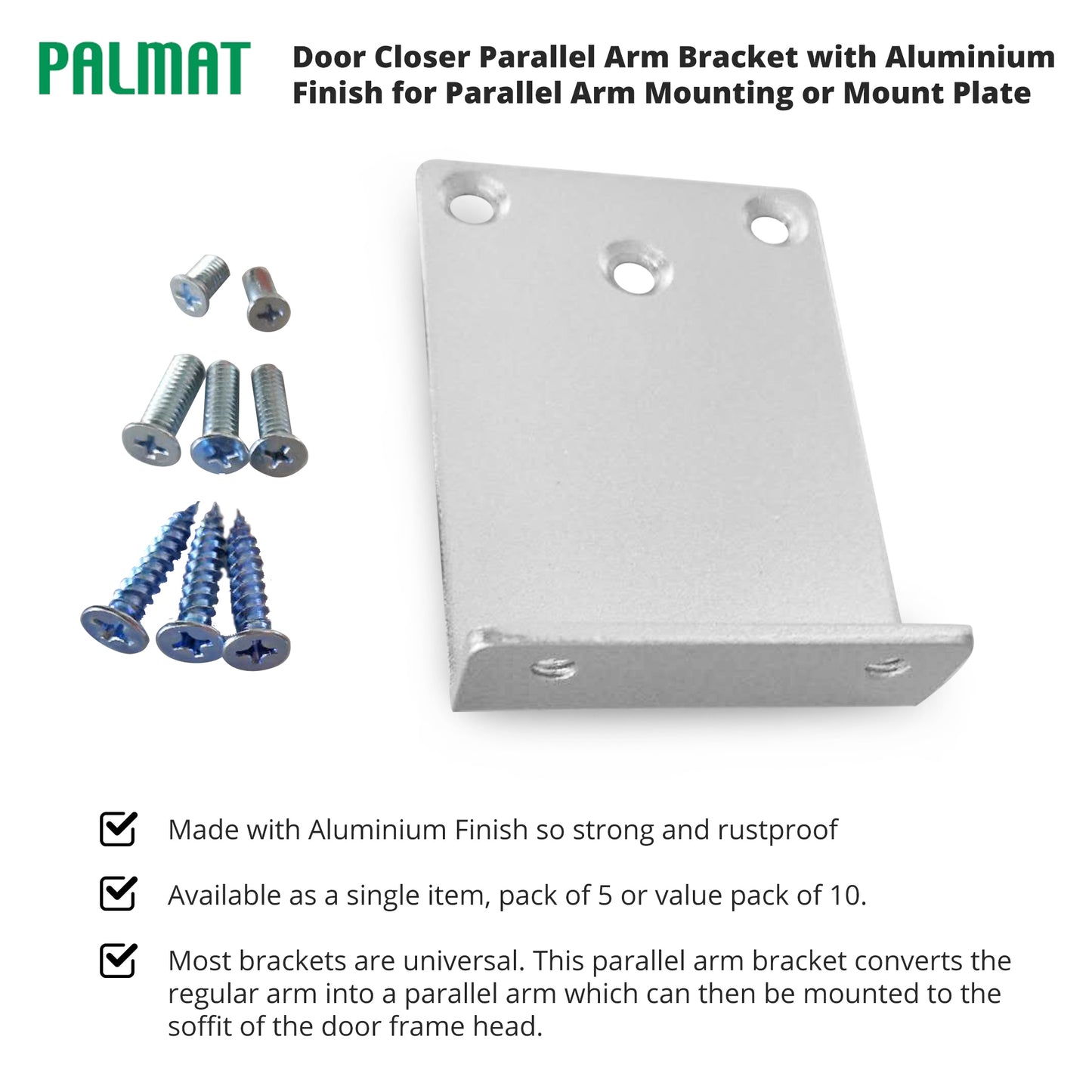 PALMAT Türschließer Montageplatte für parallele Armhalterung Aluminiumoberfläche für parallele Armmontage erforderlich