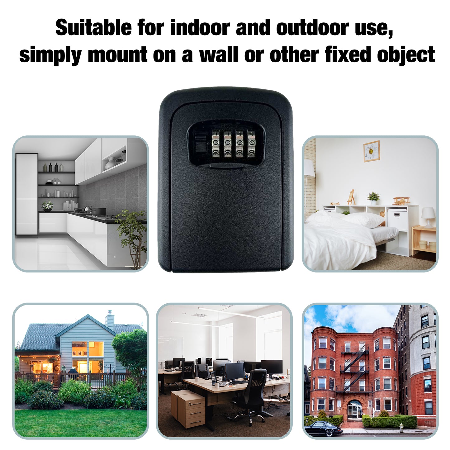 PALMAT Secure Combination Key Safe étanche extérieur mural pour la sécurité avec stockage interne de taille moyenne pour les clés de la maison ou du bureau et serrure solide à 4 chiffres