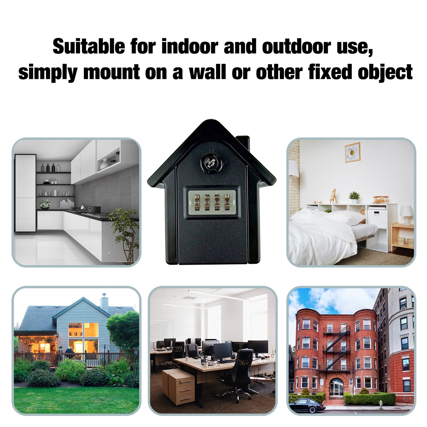 PALMAT House Shaped Secure Combination Key Safe Weatherproof Outdoor Wall Mounted for Security with Medium Sized Internal Storage for House or Office Keys and Strong 4 Digit Lock and Additional Security Key