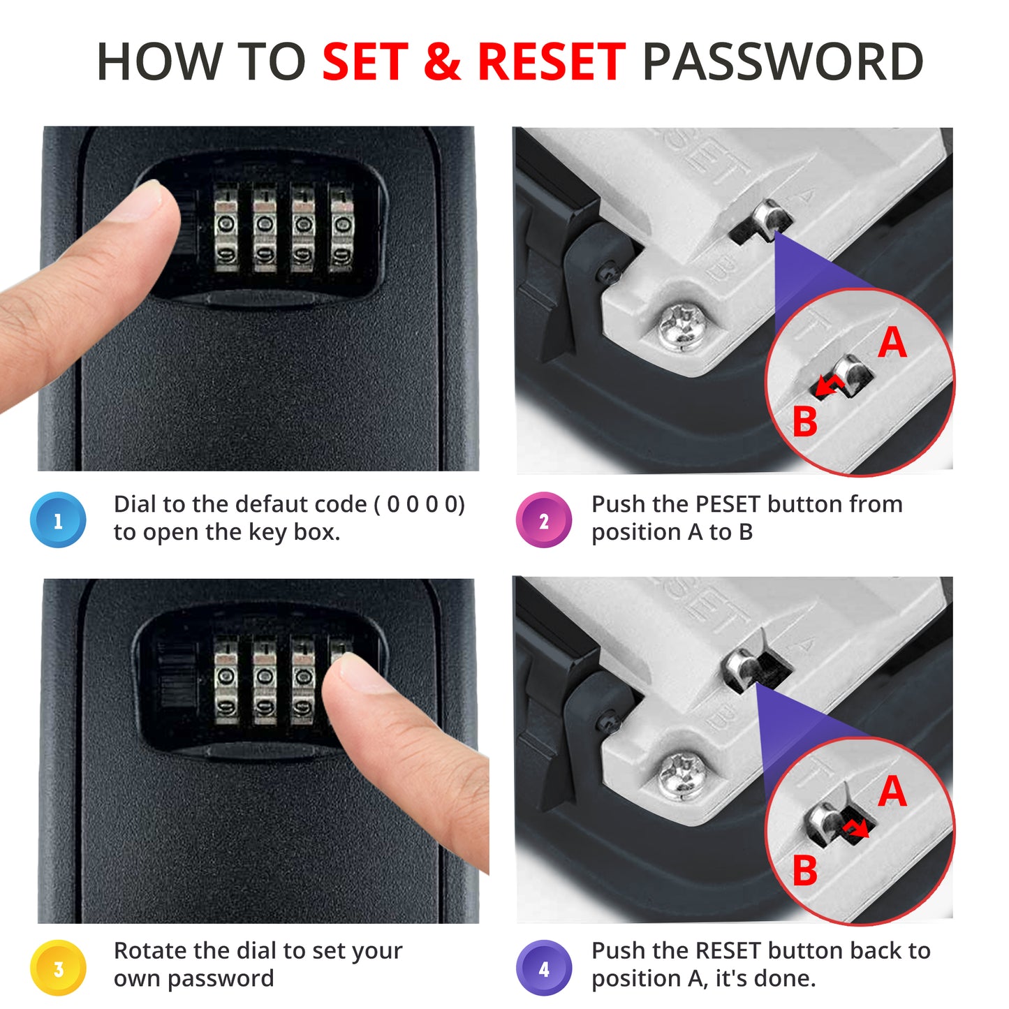 PALMAT Secure Combination Key Safe étanche extérieur mural pour la sécurité avec stockage interne de taille moyenne pour les clés de la maison ou du bureau et serrure solide à 4 chiffres