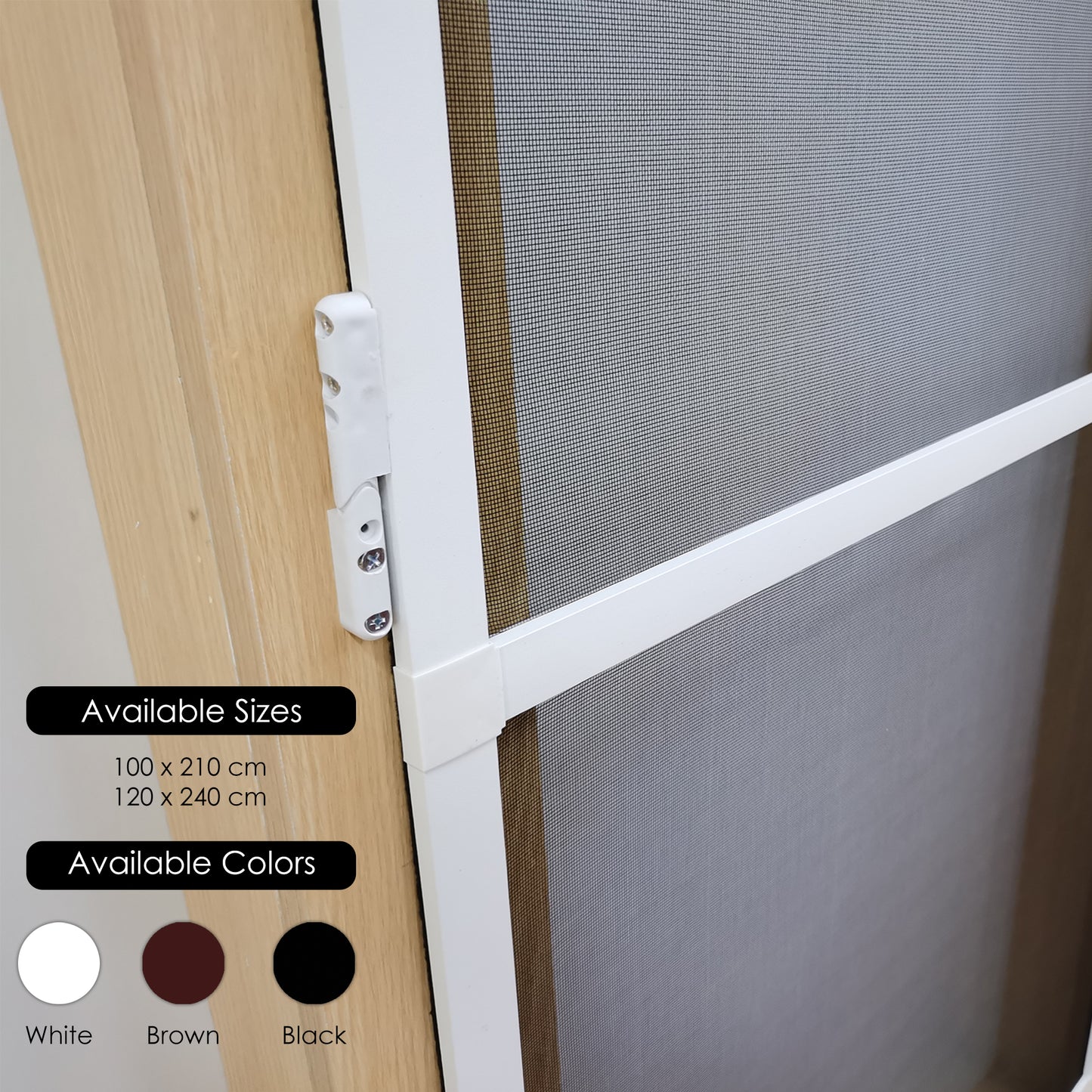 PALMAT Hinged Door Fly Screen Grille cut to size in White, Brown & Black