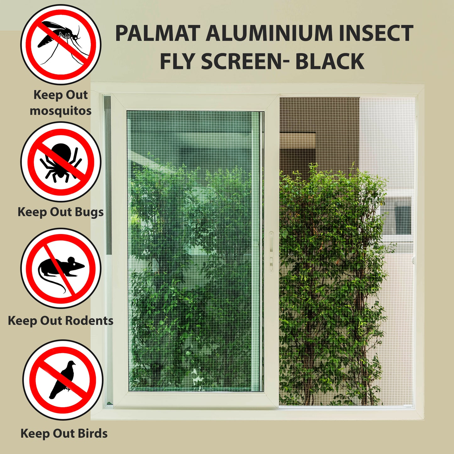 PALMAT White Fiberglass Insect Screen, Keep Out Bugs, Flies, Mosquitoes - for Windows and Doors, Internal and External Installation