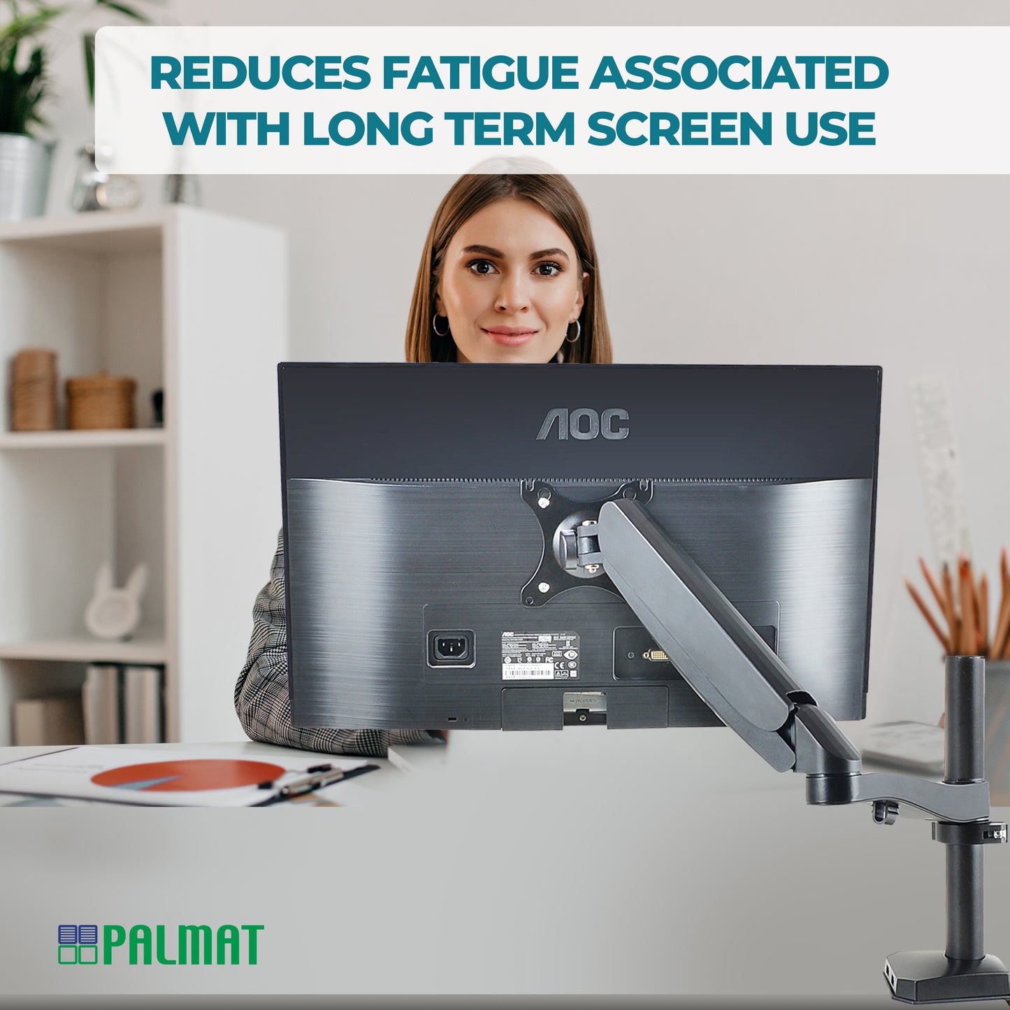 PALMAT® Professionele Monitor Arm – Metalen Beeldscherm Beugel – Monitorarm - 1 Scherm - Kantelbaar, Draaibaar en Wendbaar – Thuiswerken - 17 tot 27 Inch - Zwart