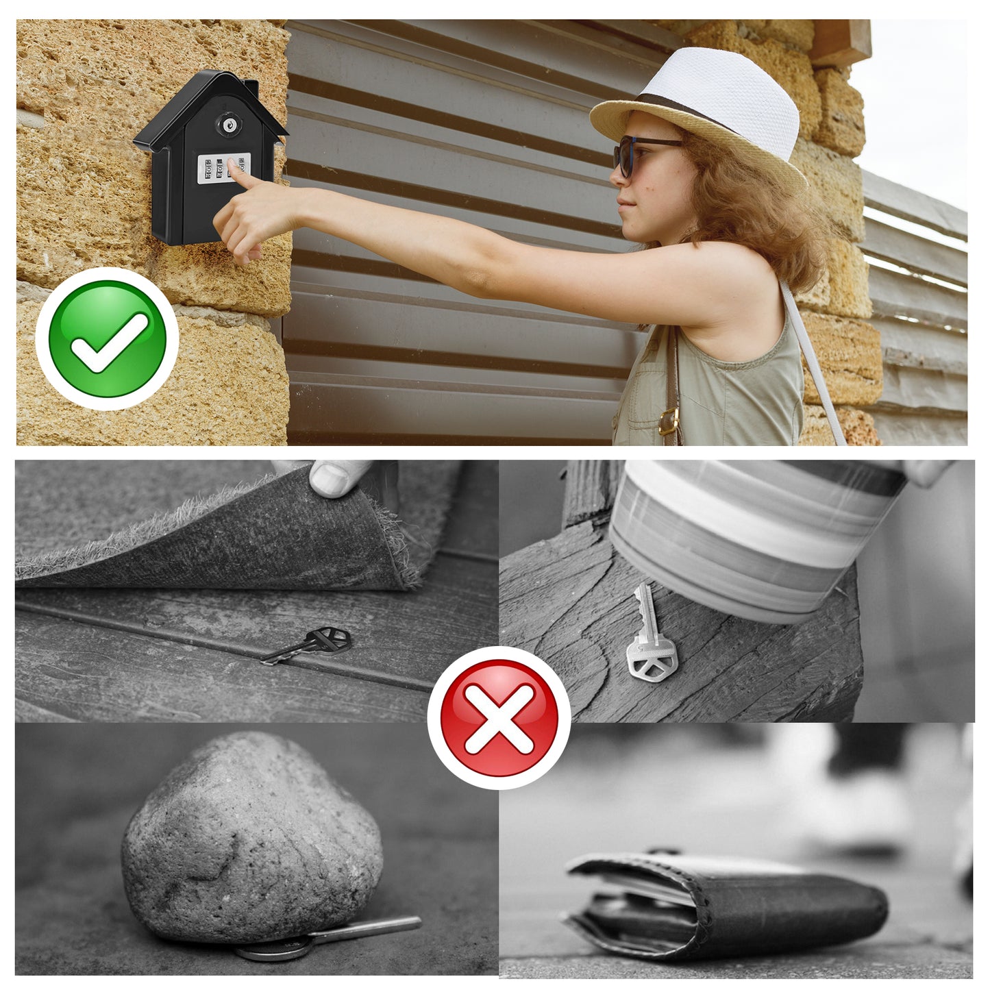PALMAT House Shaped Secure Combination Key Safe Weatherproof Outdoor Wall Mounted for Security with Medium Sized Internal Storage for House or Office Keys and Strong 4 Digit Lock and Additional Security Key