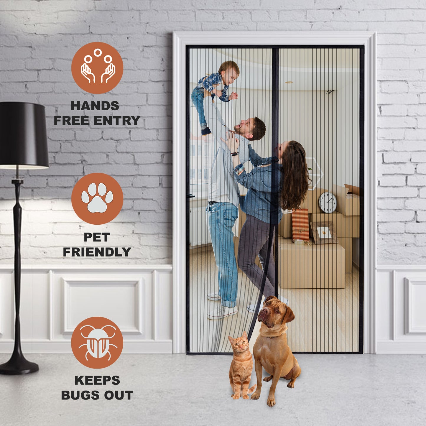PALMAT Magnetic Screen Door, Keep Out Insects, Mosquitoes, Bugs - For Balcony, Sliding Doors, Indoors & Outdoors - 90X210 cm