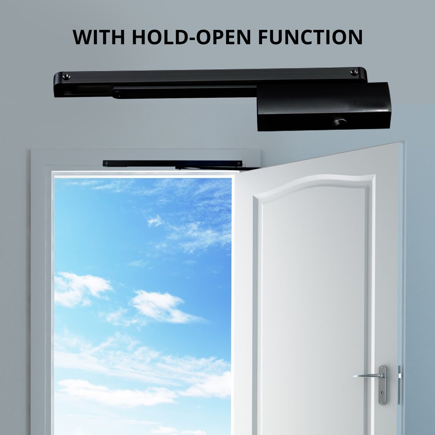 PALMAT Automatic Adjustable Hydraulic Door Closer with Slide Track Arm and Iron Cover for Heavy Duty