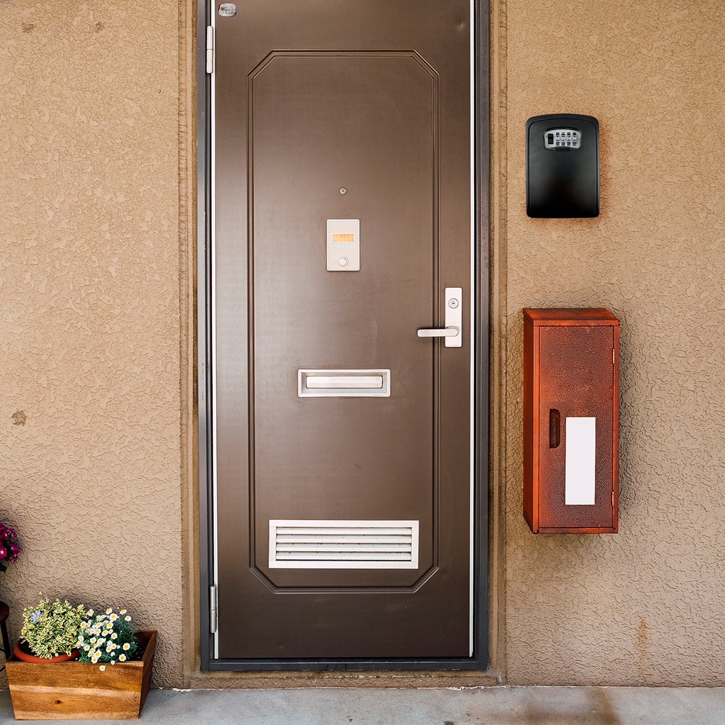 PALMAT Secure Combination Key Safe étanche extérieur mural pour la sécurité avec grand stockage interne pour les clés de la maison ou du bureau et serrure solide à 4 chiffres