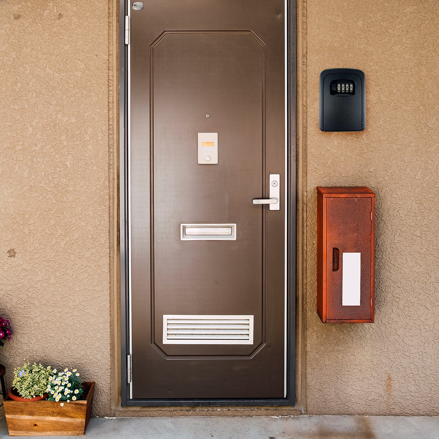 PALMAT Secure Combination Key Safe étanche extérieur mural pour la sécurité avec stockage interne de taille moyenne pour les clés de la maison ou du bureau et serrure solide à 4 chiffres