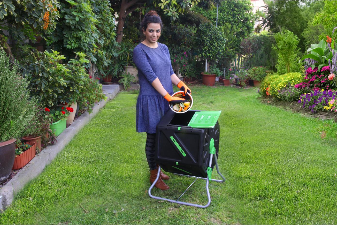 PALMAT - Composteur Heavy Duty de 105 Litres à Compartiment Unique - Pour Jardin, Pour Humus, Résistant (28 Gallons)