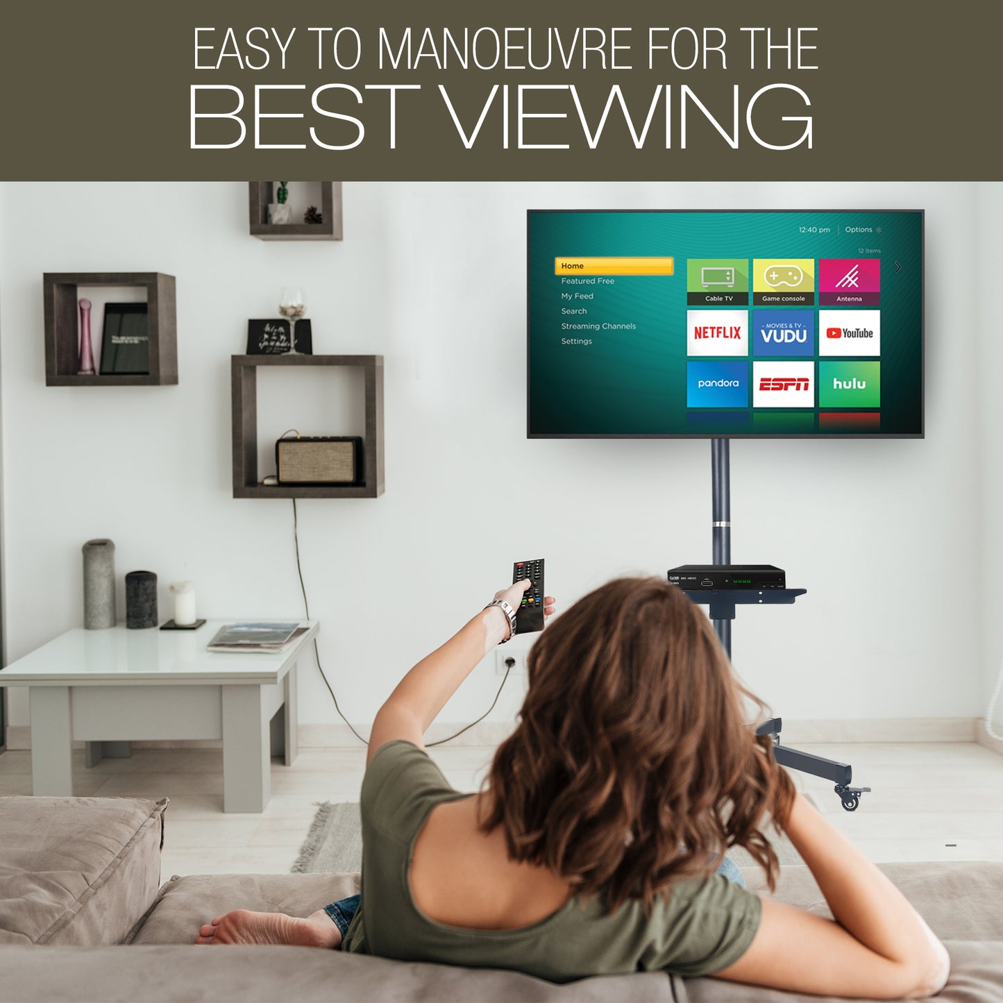 PALMAT Mobiele TV-kar Vloerstandaard met Lade Home Display Trolleybeugel Televisiebeugel voor 32-65 inch VERSA 600x400mm