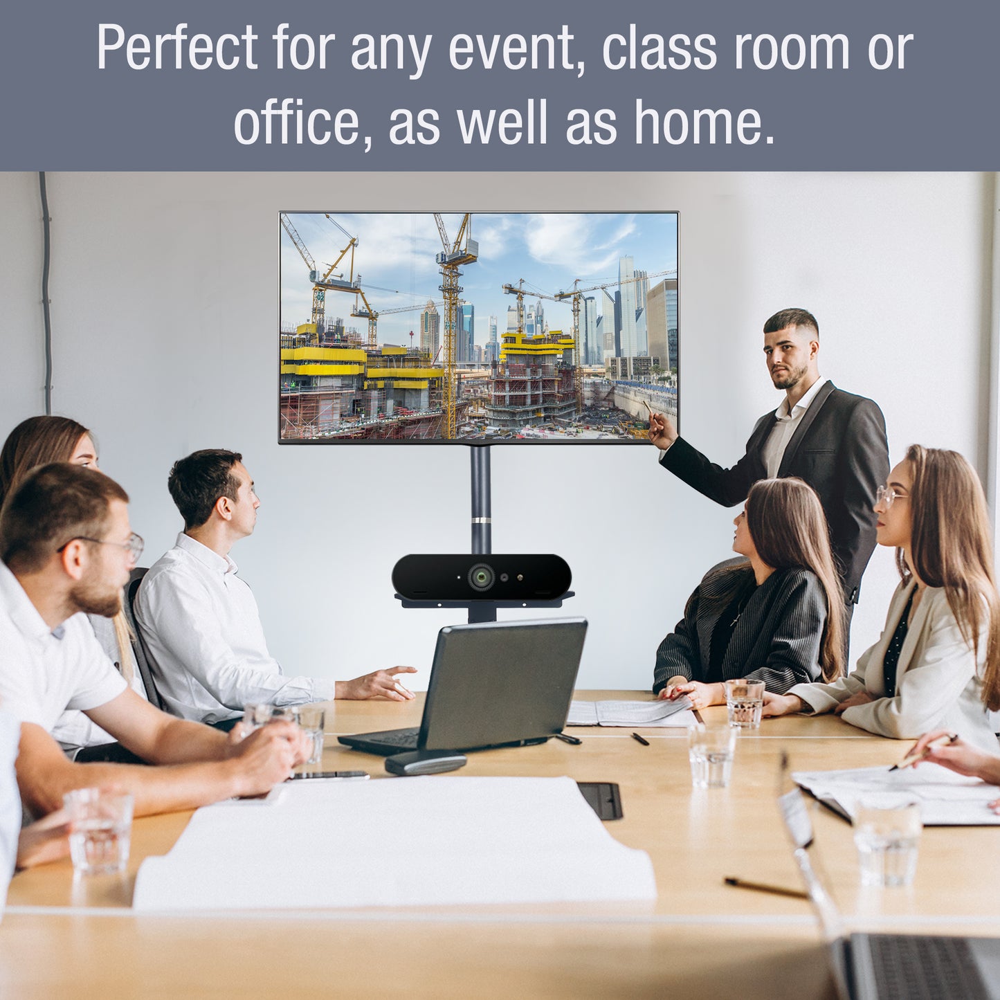 PALMAT Mobiele TV-kar Vloerstandaard met Lade Home Display Trolleybeugel Televisiebeugel voor 32-65 inch VERSA 600x400mm