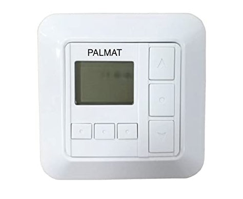PALMAT® Rolgordijn Motor met Display – Incl. 1-Kanaals Ontvanger – Magnetische Wandhouder – Laagspanningswand – Zonwering, Jaloezieën en Rolluiken - wit