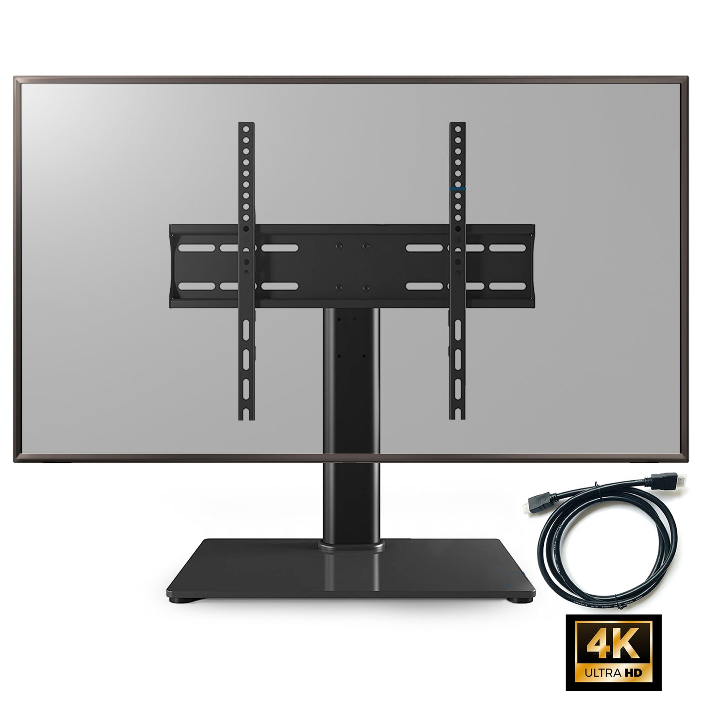 PALMAT Essential Tisch-TV-Ständer für TV-Bildschirme mit Sockelstärke aus gehärtetem Glas 10 mm Halterung 23 - 50 Zoll