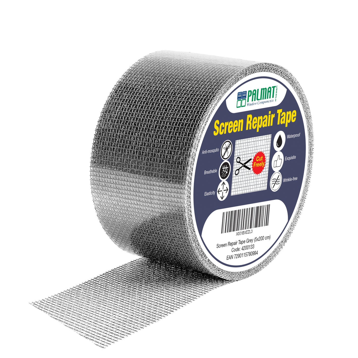 PALMAT Fly Screen Patch Repair Kit for Insect, Patches and Covering Holes & Tears Instantly, Waterproof and Heat Resistant for Outdoor and Indoor Use, 5 x 200cm
