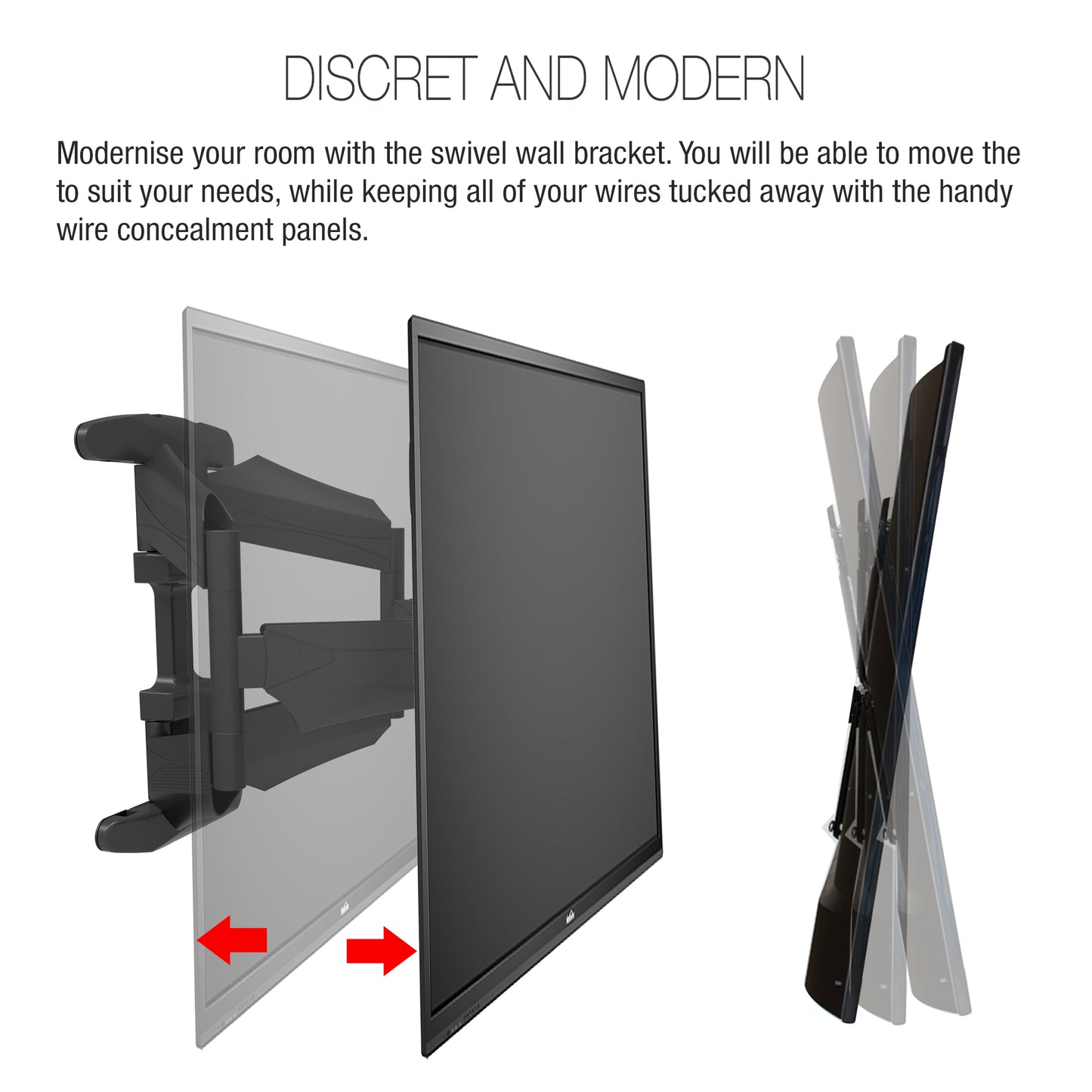 PALMAT® Serie PT4200111 - Premium – Kantel en Draaibaar – Televisiebeugel - Muurbeugel - Dubbele Arm - Lange Reikwijdte - 40-70 Inch - VERSA 600x400mm