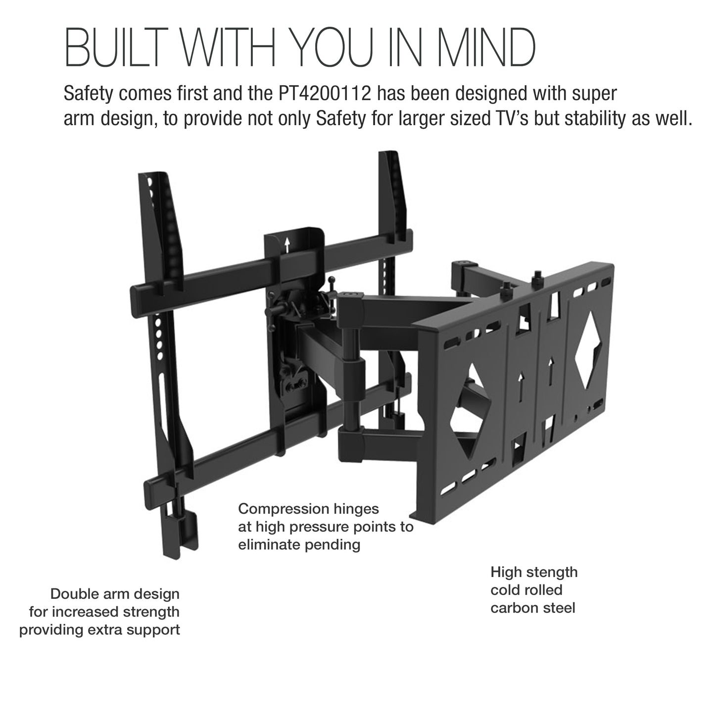 PALMAT TV-muurbeugelsteun Draaibaar en kantelbaar Super Dual Arms 32-70 inch VERSA 600 x 400 mm