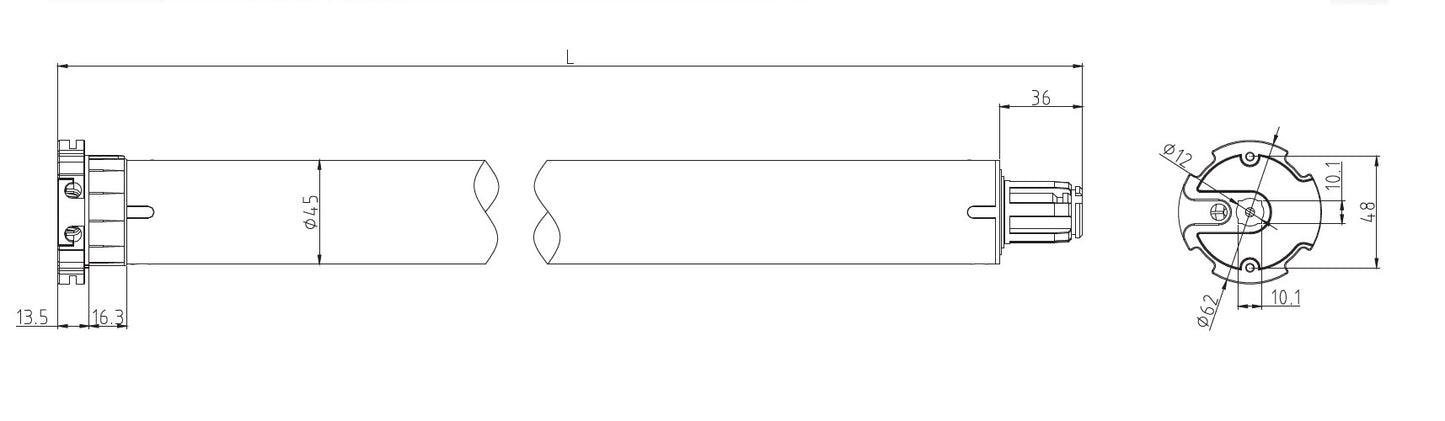 Moteur tubulaire de volet roulant PALMAT avec limite mécanique et récepteur Wi-Fi