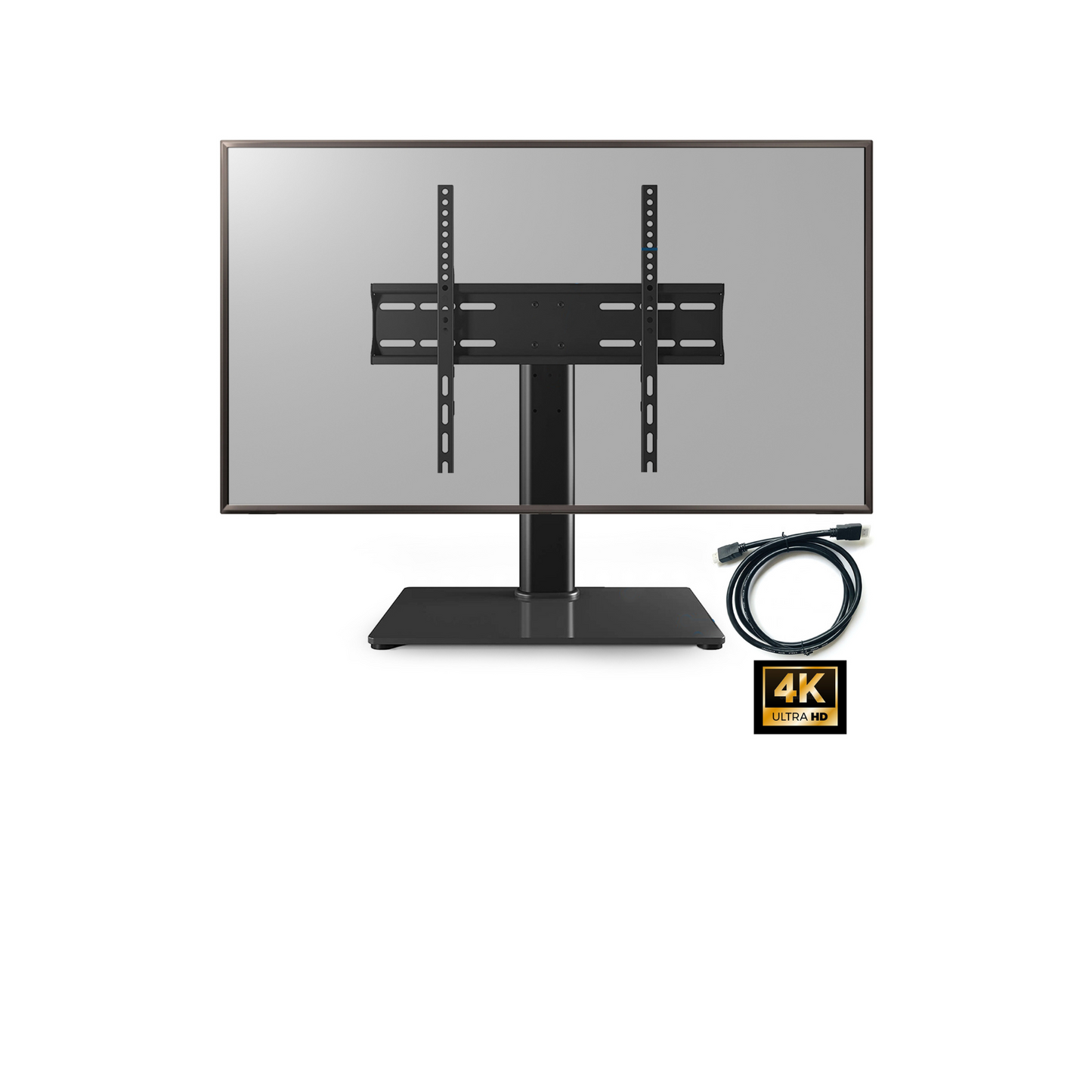 PALMAT Essential Tisch-TV-Ständer für TV-Bildschirme mit Sockelstärke aus gehärtetem Glas 10 mm Halterung 23 - 50 Zoll