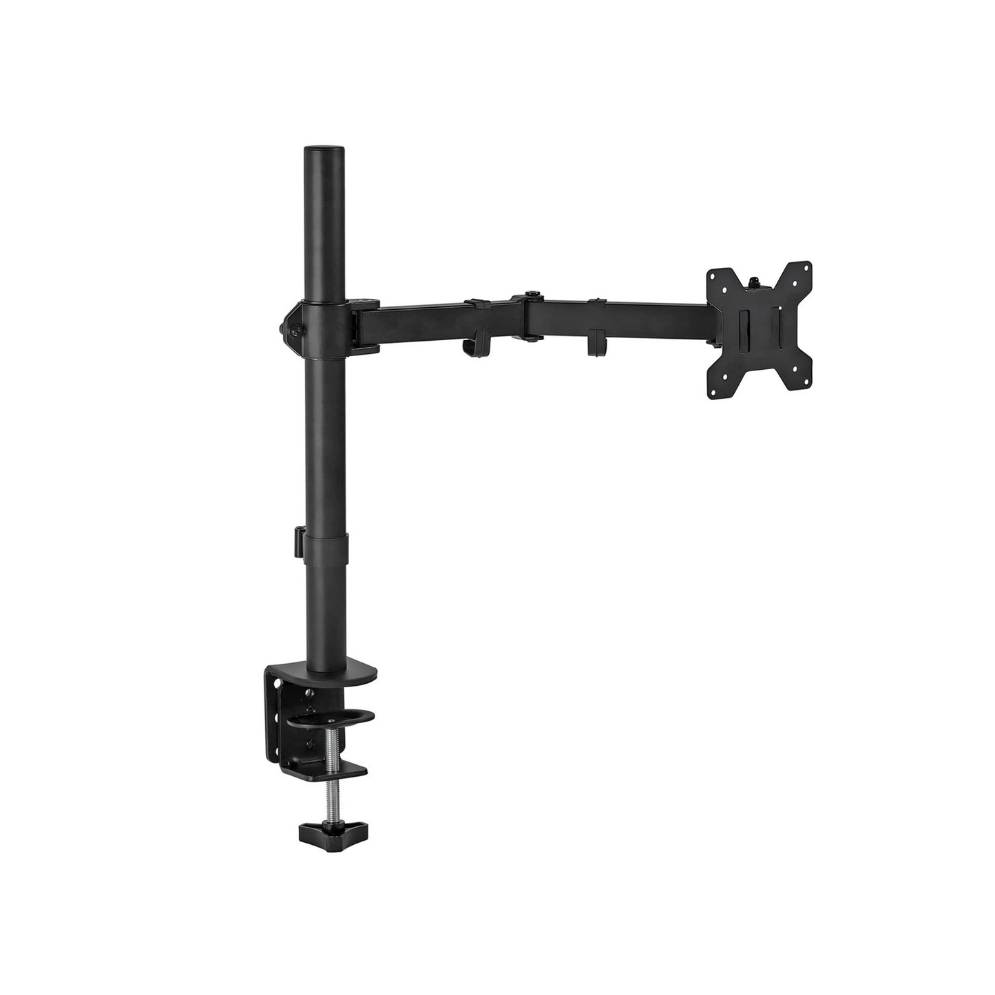 PALMAT 13-27” Single Monitor Mount, Height Adjustable Arm for LCD LED Screens, 2 Mounting Options, VESA Dimensions 75/100 Weight up to 9kg with Desk Clamp