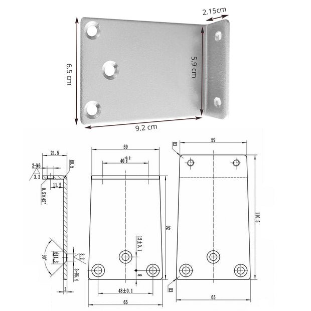 PALMAT Türschließer Montageplatte für parallele Armhalterung Aluminiumoberfläche für parallele Armmontage erforderlich