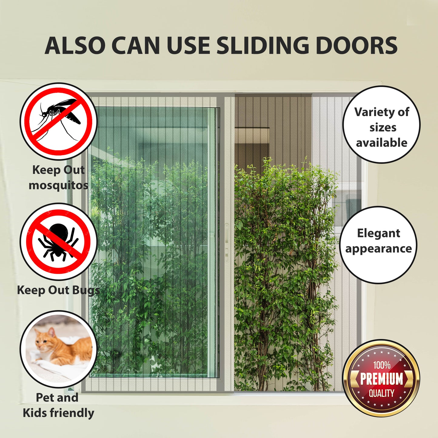 PALMAT magnetische hordeur, houdt insecten, muggen, insecten buiten - voor balkons, schuifdeuren, binnen en buiten