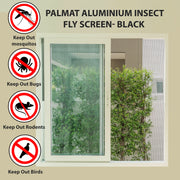 PALMAT zwarte glasvezel insectenhor, houdt insecten, vliegen, muggen buiten - voor ramen en deuren, interne en externe installatie