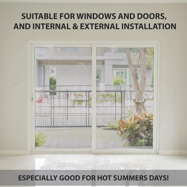 PALMAT Black Fiberglass Insect Screen, Insekten, Fliegen, Mücken fernhalten - für Fenster und Türen, interne und externe Installation