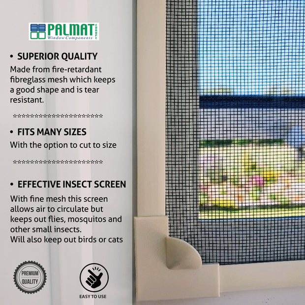 PALMAT Magnetic Insect Screen Adjustable DIY Easy Install Fits Many Size Window with Coloured Frame and Black Net Keeps Flies Mosquitos Out