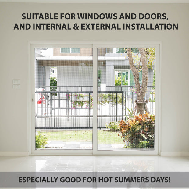 PALMAT White Fiberglas-Insektenschutz, Insekten, Fliegen, Mücken fernhalten - für Fenster und Türen, interne und externe Installation