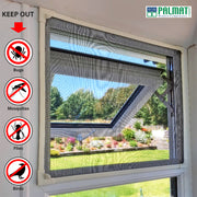 PALMAT Magnetic Insect Screen Adjustable DIY Easy Install Fits Many Size Window with Coloured Frame and Black Net Keeps Flies Mosquitos Out