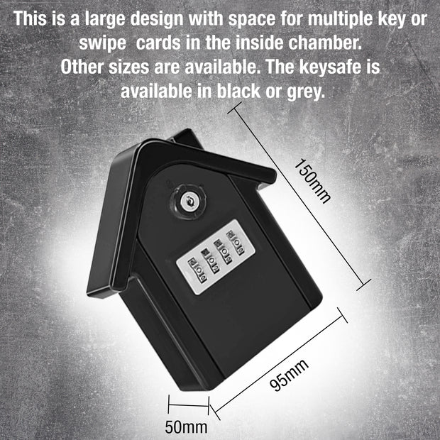 PALMAT House Shaped Secure Combination Key Safe Weatherproof Outdoor Wall Mounted for Security with Medium Sized Internal Storage for House or Office Keys and Strong 4 Digit Lock and Additional Security Key