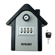 PALMAT House Shaped Secure Combination Key Safe Weatherproof Outdoor Wall Mounted for Security with Medium Sized Internal Storage for House or Office Keys and Strong 4 Digit Lock and Additional Security Key