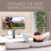 PALMAT – Support TV sur pied - Meuble TV, Support table essentiel, Base en verre trempé 10mm, Pour télévision 23-50 pouces