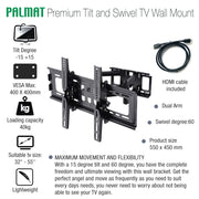 PALMAT TV Wall Bracket Mount Swivel and Tilt Dual Arm Mount 32 - 55 inches VERSA 400 x 400mm
