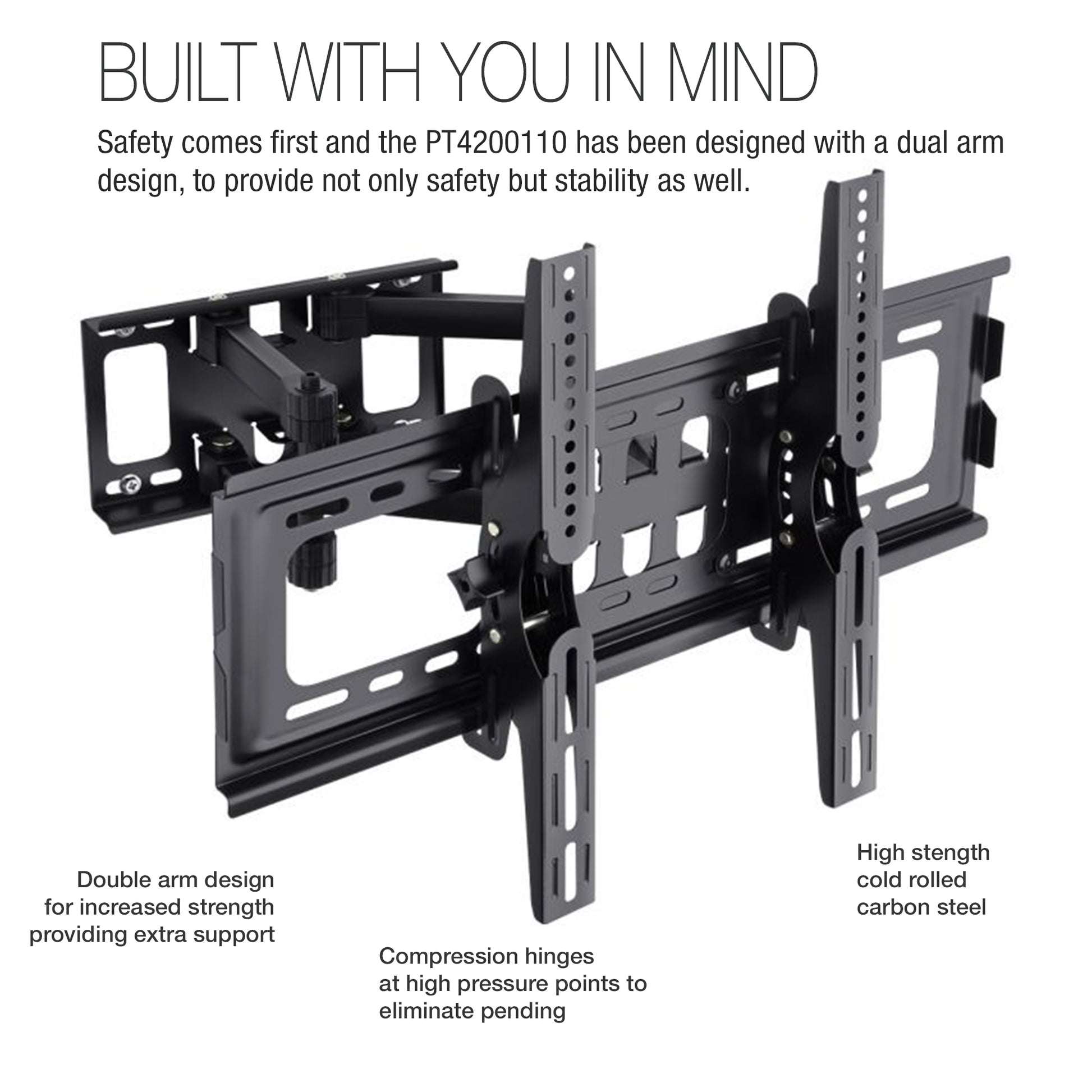 PALMAT – Support TV Mural - Inclinable, Orientable, Support à bras